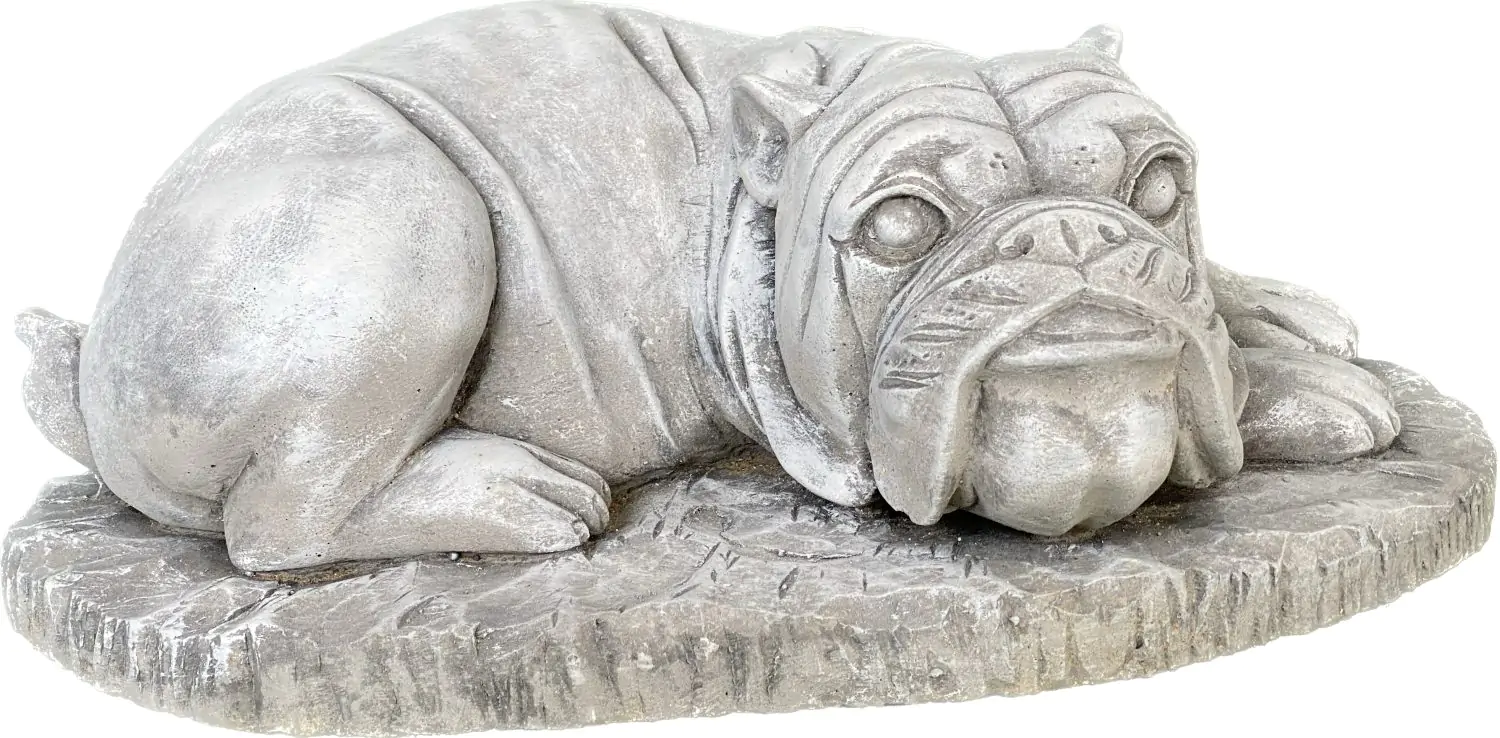  Product image 3 of the product “Spike -Small bulldog lying on Base, 38cm L | cast stone ”